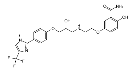 1-[2-((3-carbamoyl-4-hydroxy)phenoxy)ethylamino]-3-[4-(1-methyl-4-trifluoromethyl-2-imidazolyl)phenoxy]propan-2-ol结构式