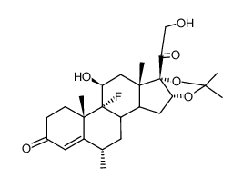 9α-Fluor-11β,21-dihydroxy-16α,17α-isopropylidendioxy-6α-methyl-pregnen-(4)-dion-(3.20)结构式