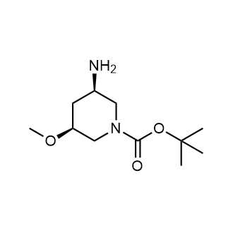 (3R,5S)-3-氨基-5-甲氧基哌啶-1-羧酸叔丁酯结构式