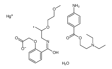 [3-[[2-(carboxymethoxy)benzoyl]amino]-2-(2-methoxyethoxy)propyl]mercury(1+),2-(diethylamino)ethyl 4-aminobenzoate,hydroxide Structure