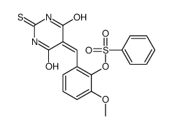 [2-[(4,6-dioxo-2-sulfanylidene-1,3-diazinan-5-ylidene)methyl]-6-methoxyphenyl] benzenesulfonate结构式
