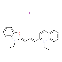 1-ethyl-2-[3-(3-ethyl-3H-benzoxazol-2-ylidene)prop-1-enyl]quinolinium iodide Structure