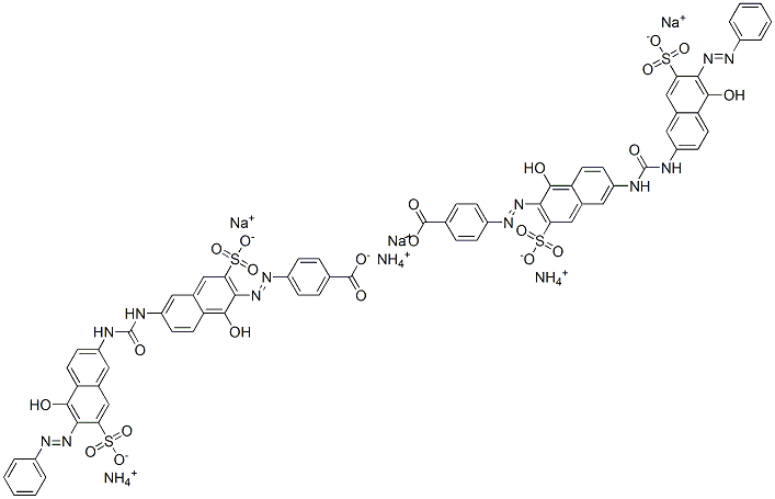 p-[[1-hydroxy-6-[[[[5-hydroxy-6-(phenylazo)-7-sulpho-2-naphthyl]amino]carbonyl]amino]-3-sulpho-2-naphthyl]azo]benzoic acid, ammonium sodium salt结构式