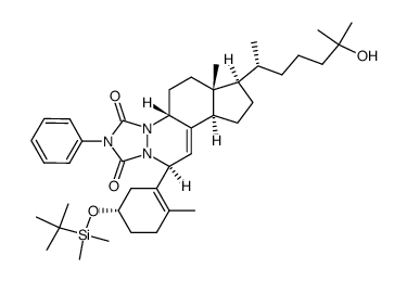(4aR,6aR,7R,9aR,11S)-11-((S)-5-((tert-butyldimethylsilyl)oxy)-2-methylcyclohex-1-en-1-yl)-7-((R)-6-hydroxy-6-methylheptan-2-yl)-6a-methyl-2-phenyl-4a,6,6a,7,8,9,9a,11-octahydro-1H,5H-cyclopenta[f][1,2,4]triazolo[1,2-a]cinnoline-1,3(2H)-dione结构式