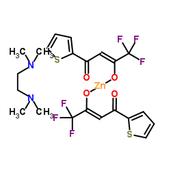 Bis[(2Z)-4,4,4-trifluoro-3-(hydroxy-κO)-1-(2-thienyl)-2-buten-1-onato]zinc-N,N,N',N'-tetramethyl-1,2-ethanediamine (1:1) Structure