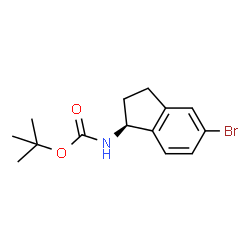 (S)-(5-溴-2,3-二氢-1H-茚-1-基)氨基甲酸叔丁酯结构式