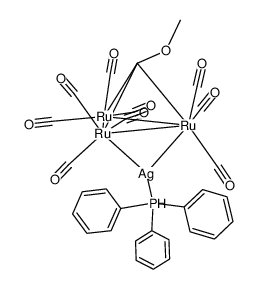 H2Ru3(CO)9(μ3-COMe)(AgPPh3) Structure
