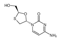 (-)-(2S,5S)-1-<2-(hydroxymethyl)-1,3-oxathiolan-5-yl>-cystosine Structure