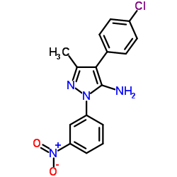 4-(4-Chlorophenyl)-3-methyl-1-(3-nitrophenyl)-1H-pyrazol-5-amine Structure