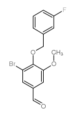 3-BROMO-4-[(3-FLUOROBENZYL)OXY]-5-METHOXYBENZALDEHYDE结构式