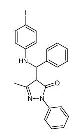 4-(((4-iodophenyl)amino)(phenyl)methyl)-5-methyl-2-phenyl-2,4-dihydro-3H-pyrazol-3-one结构式
