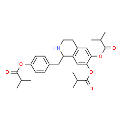 Propanoic acid,2-methyl-,1,2,3,4-tetrahydro-1-[[4-(2-methyl-1-oxopropoxy)phenyl]methyl]-6,7-isoquinolinediyl ester (9CI) Structure