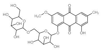 9,10-Anthracenedione,1-[(6-O-b-D-glucopyranosyl-b-D-glucopyranosyl)oxy]-8-hydroxy-3-methoxy-6-methyl- Structure