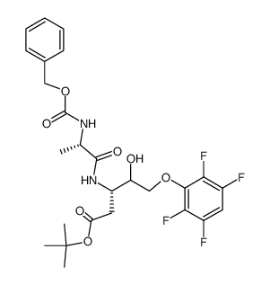 (3S)-3-[(N-benzyloxycarbonyl)alaninyl]amino-5-(2′,3′,5′,6′-tetrafluorophenoxy)-4-hydroxypentanoic acid tert-butyl ester结构式