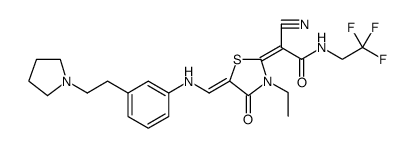 Acetamide, 2-cyano-2-[3-ethyl-4-oxo-5-[[[3-[2-(1-pyrrolidinyl)ethyl]phenyl]amino]methylene]-2-thiazolidinylidene]-N-(2,2,2-trifluoroethyl)结构式