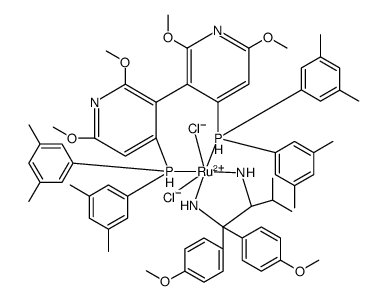 Ruthenium, [(3S)-4,4'-bis[bis(3,5-dimethylphenyl)phosphino-κP]-2,2',6,6'-tetramethoxy[3,3'-bipyridine]][(2S)-1,1-bis(4-methoxyphenyl)-3-methyl-1,2-butanediamine-κN1,κN2]dichloro-, (OC-6-14) Structure