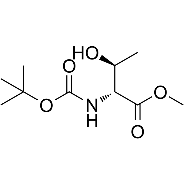 N-叔丁氧羰基-D-苏氨酸甲酯结构式