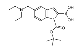2-硼-5-[(二乙氨基)甲基]-1H-吲哚-1-羧酸-1-(1,1-二甲基乙酯)结构式