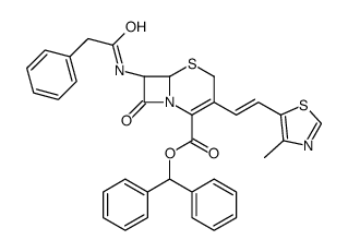 (6R,7R)-7-苯基乙酰胺基-3-[(Z)-2-(4-甲基噻唑-5-基)乙烯基]-3-头孢唑啉-4-羧酸二苯甲基酯结构式