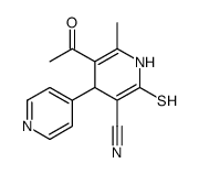 5-acetyl-6-methyl-4-pyridin-4-yl-2-sulfanyl-1,4-dihydropyridine-3-carbonitrile结构式
