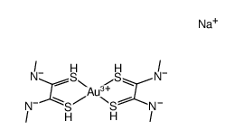 sodium gold(III) bis(dimethyldithiooxamide-2H)结构式