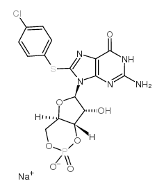 8-(4-氯苯硫基)鸟苷3',5'-环一磷酸钠盐结构式