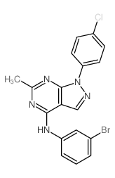 N-(3-bromophenyl)-9-(4-chlorophenyl)-3-methyl-2,4,8,9-tetrazabicyclo[4.3.0]nona-1,3,5,7-tetraen-5-amine结构式