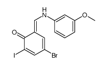 4-bromo-2-iodo-6-[(3-methoxyanilino)methylidene]cyclohexa-2,4-dien-1-one结构式