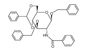 benzyl 2-benzamido-3-O-benzyl-4,6-O-benzylidene-2-deoxy-β-D-glucopyranoside结构式