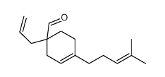 1-allyl-4-(4-methyl-3-pentenyl)cyclohex-3-ene-1-carbaldehyde structure