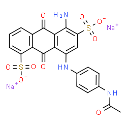 disodium 1-amino-4-[N-(4-acetylaminophenyl)amino]anthracene-2,5-disulphonate Structure