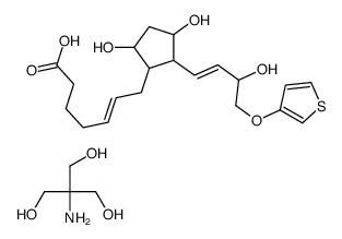[2-hydroxy-1,1-bis(hydroxymethyl)ethyl]ammonium 7-[3,5-dihydroxy-2-[3-hydroxy-4-(3-thienyloxy)but-1-enyl]cyclopentyl]hept-5-enoate Structure