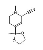 1-methyl-4-(2-methyl-1,3-dioxolan-2-yl)-1,2,5,6-tetrahydropyridine-2-carbonitrile结构式