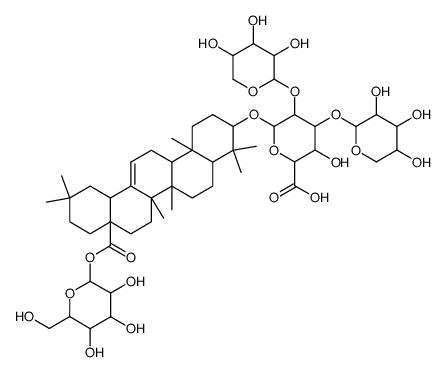 β-D-Glucopyranosiduronic acid, (3β)-28-(β-D-glucopyranosyloxy)-28-oxoolean-12-en-3-yl O-α-L-arabinopyranosyl-(1→3)-O-[β-D-xylopyranosyl-(1→2)]- Structure