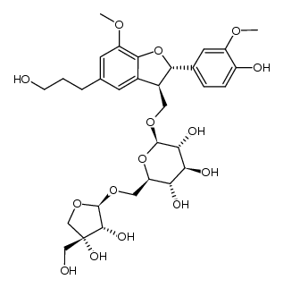 (7S,8R)-dihydrodehydrodiconiferyl alcohol 9-O-β-D-apiofuranosyl-(1->6)-O-β-D-glucopyranoside结构式