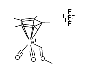 trans-((η5-pentamethylcyclopentadienyl)iron(carbonyl)2(methoxycarbene))(PF6)结构式