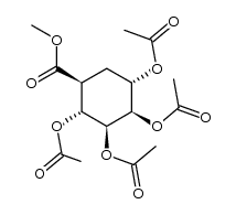 methyl DL-(1,3,4/2,5)-2,3,4,5-tetra-O-acetyl-2,3,4,5-tetrahydroxycyclohexane-1-carboxylate Structure