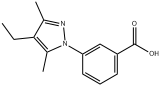 3-(4-乙基-3,5-二甲基-1H-吡唑-1-基)苯甲酸结构式