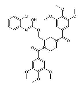 Carbamic acid, (2-chlorophenyl)-, (1,4-bis(3,4,5-trimethoxybenzoyl)-2- piperazinyl)methyl ester Structure