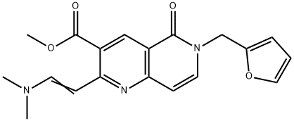 2-[(E)-2-(二甲基氨基)乙烯基]-6-(2-呋喃基甲基)-5-氧代-5,6-二氢-(口+奈)啶-3-甲酸甲酯结构式