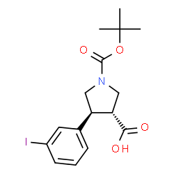 BOC-(+/-)-TRANS-4-(3-IODOPHENYL)-PYRROLIDINE-3-CARBOXYLIC ACID结构式