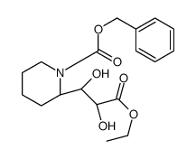 苄基(2R)-2-[(1R,2S)-3-乙氧基-1,2-二羟基-3-氧代丙基]-1-哌啶羧酸酯结构式