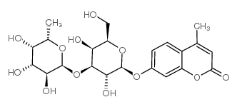 4-甲基伞形酮基3-O-(α-L-富勒喃糖基)-β-D-吡喃半乳糖苷结构式