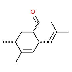 (1α,2α,5α)-4,5-dimethyl-2-(2-methylpropen-1-yl)cyclohex-3-ene-1-carbaldehyde结构式
