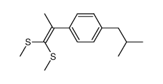 (2-(4-isobutylphenyl)prop-1-ene-1,1-diyl)bis(methylsulfane)结构式