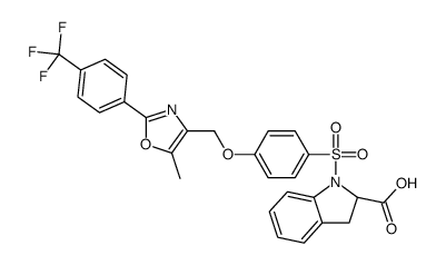 (2R)-1-[4-[[5-methyl-2-[4-(trifluoromethyl)phenyl]-1,3-oxazol-4-yl]methoxy]phenyl]sulfonyl-2,3-dihydroindole-2-carboxylic acid Structure