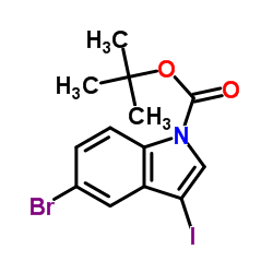1-叔丁氧羰基-5-溴-3-碘吲哚结构式