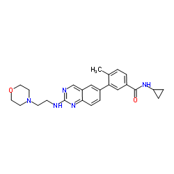 N-cyclopropyl-4-methyl-3-{2-[(2-morpholin-4-ylethyl)amino]quinazolin-6-yl}benzamide结构式