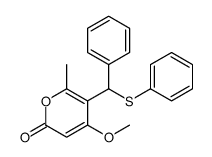 4-methoxy-6-methyl-5-[phenyl(phenylsulfanyl)methyl]pyran-2-one结构式