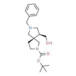 (5S,9S)-叔-丁基 7-苯甲基-9-(羟甲基)-2,7-二氮杂螺[4.4]壬烷-2-甲酸基酯结构式